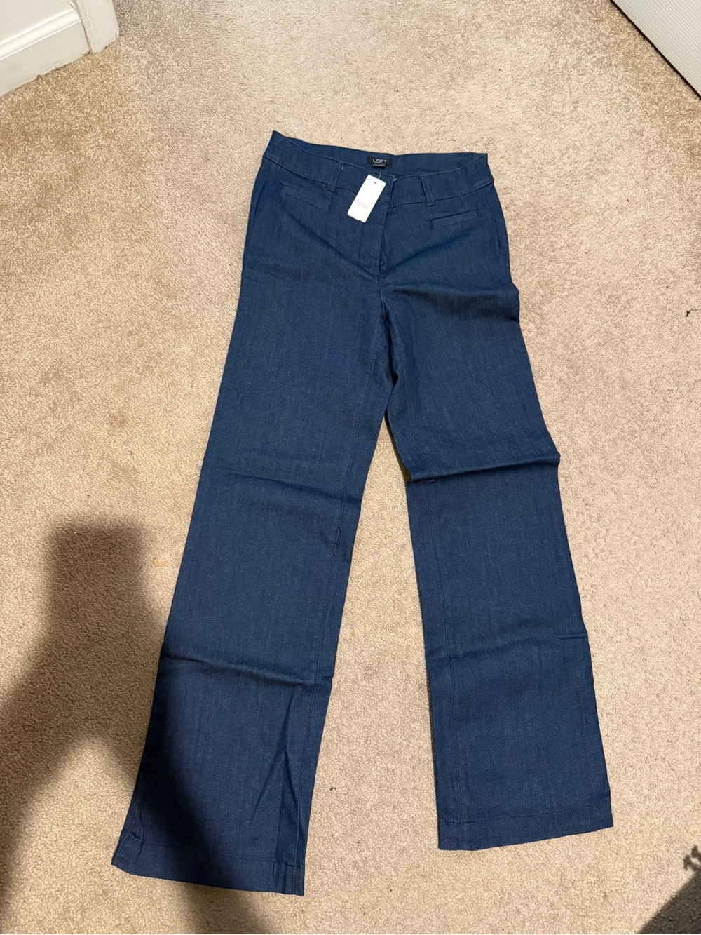 LOFT Navy Wide-Leg Trousers